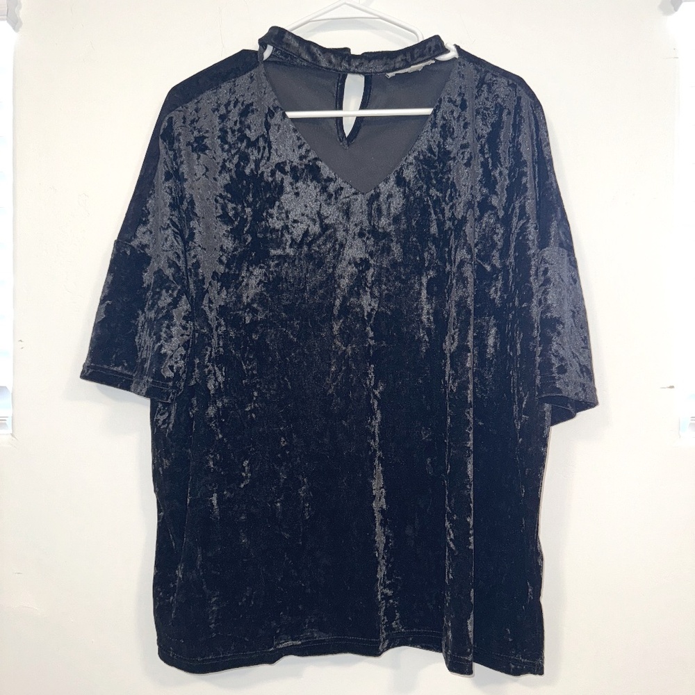 Listicle Black Velvet Shirt